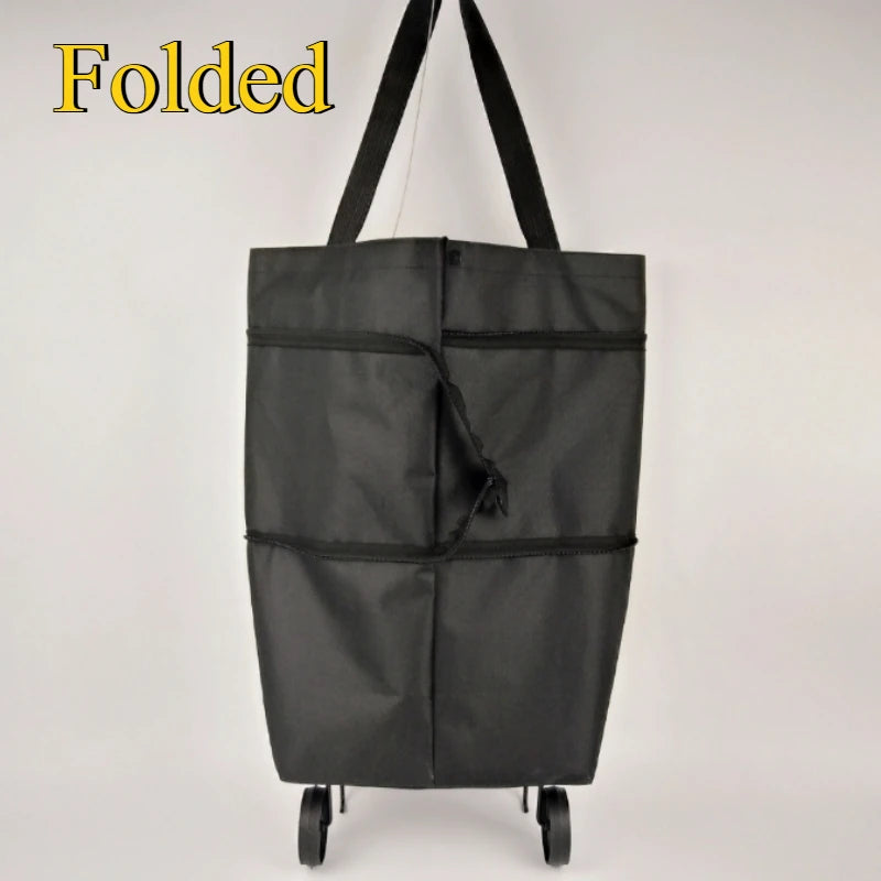 Portable Shopping Bag - Foldable Trolley with Wheels
