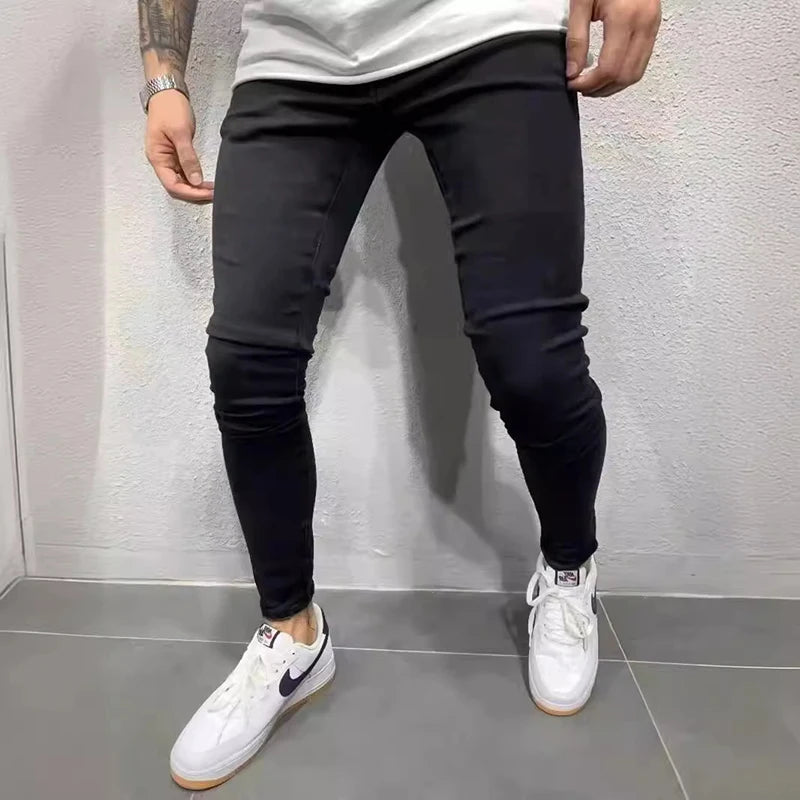 Spring Men Classic Elasticity Pencil Jeans - Soft Stretch Denim Trousers
