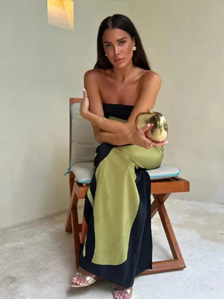 Summer Flower Strapless Long Dress - Elegant Floral Maxi Dress