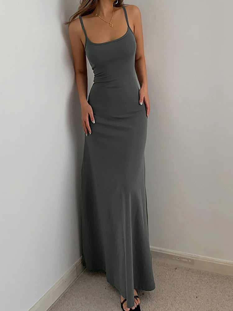 Women's Sweet & Spicy Suspender Dress - Backless Long Casual Style