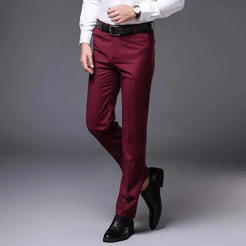 Men's Straight Slim Suit Pants - Formal Trousers