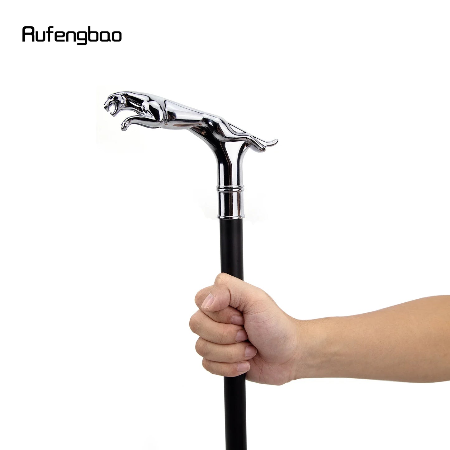 Silver Leopard Handle Walking Stick | Decorative Cane