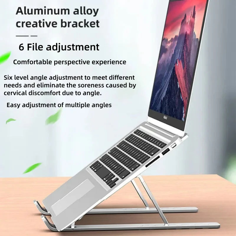 Foldable Aluminum Alloy Laptop Stand - Adjustable Height for iPad