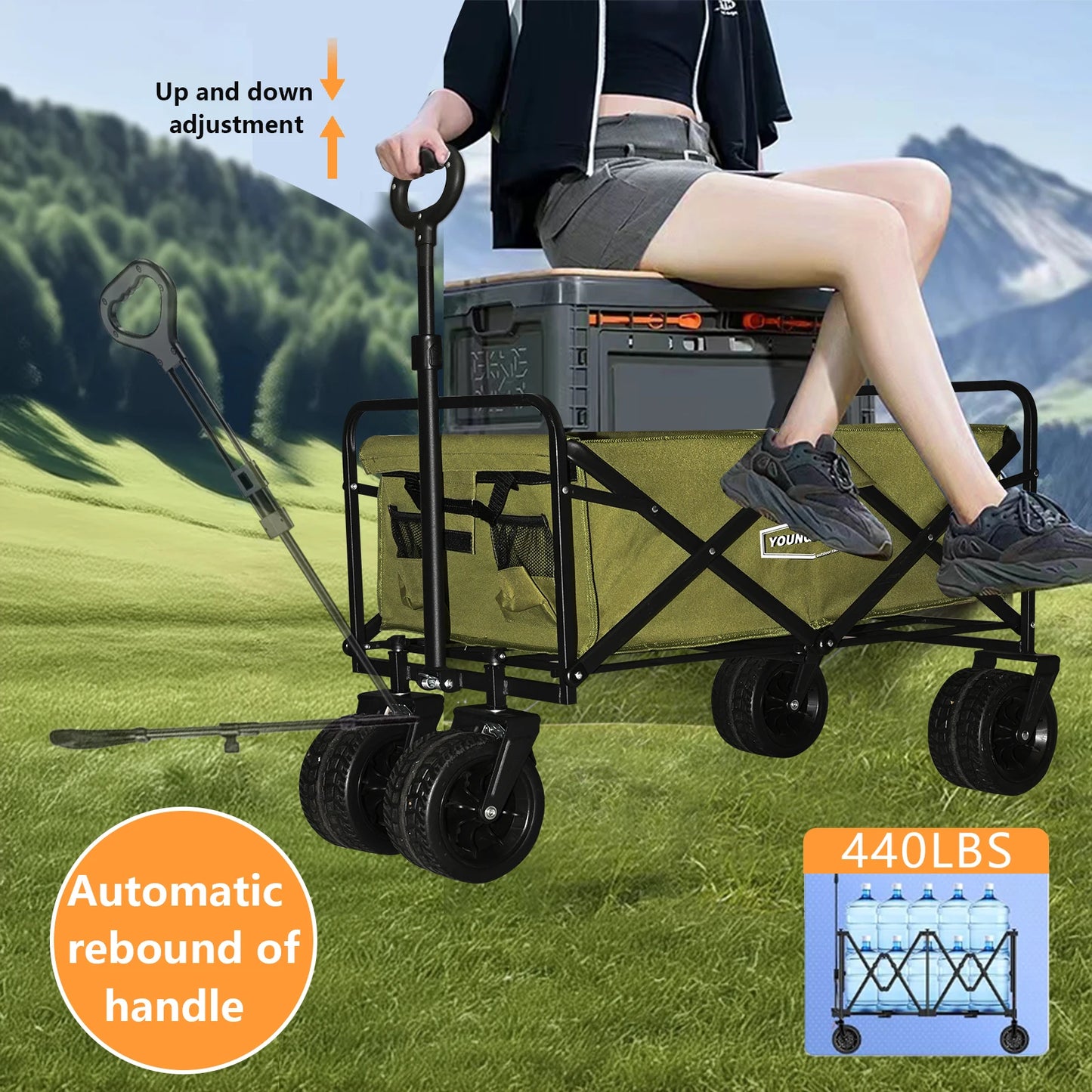 Green Folding Camping Cart