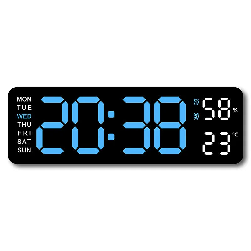 9 Inch Digital Wall Clock - USB Powered with Temp & Humidity Display