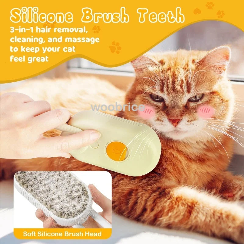 3-in-1 Steamy Dog Brush – Electric Spray for Pet Grooming