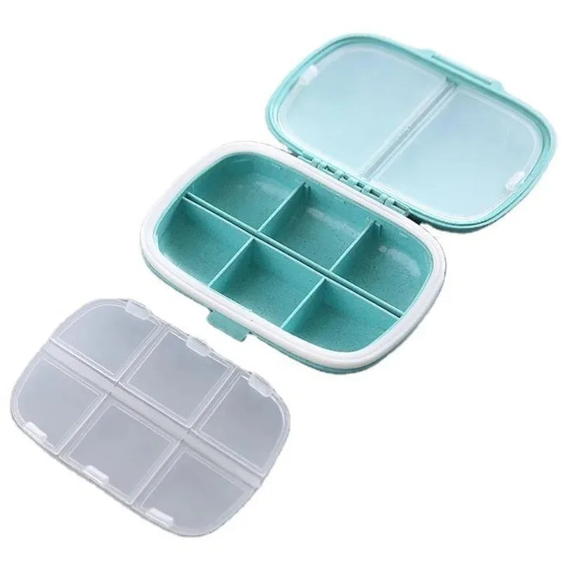 Mini Portable 8 Grids Pill Box - Wheat Sealed Medicine Organizer