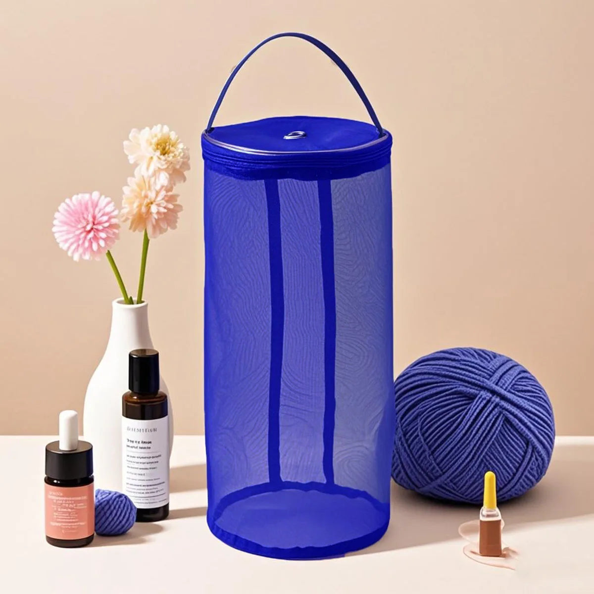 Portable Yarn Storage Bag - Hollow Mesh Knitting Organizer