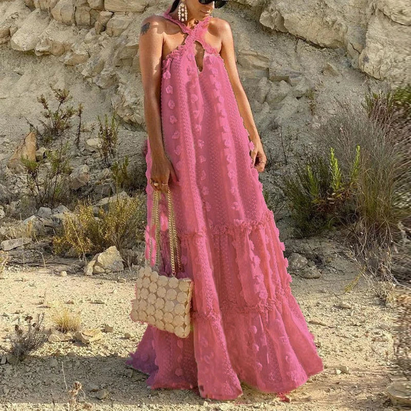 Women's Bohemian Summer Beach Sundress - Casual Vintage Loose Long Dress