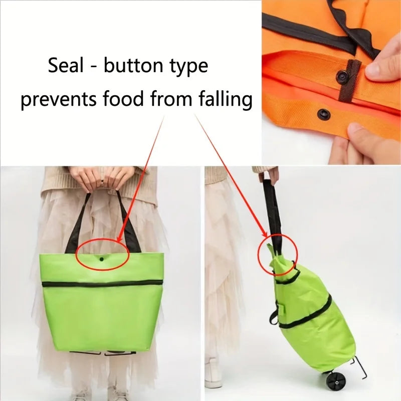 Portable Shopping Bag - Foldable Trolley with Wheels