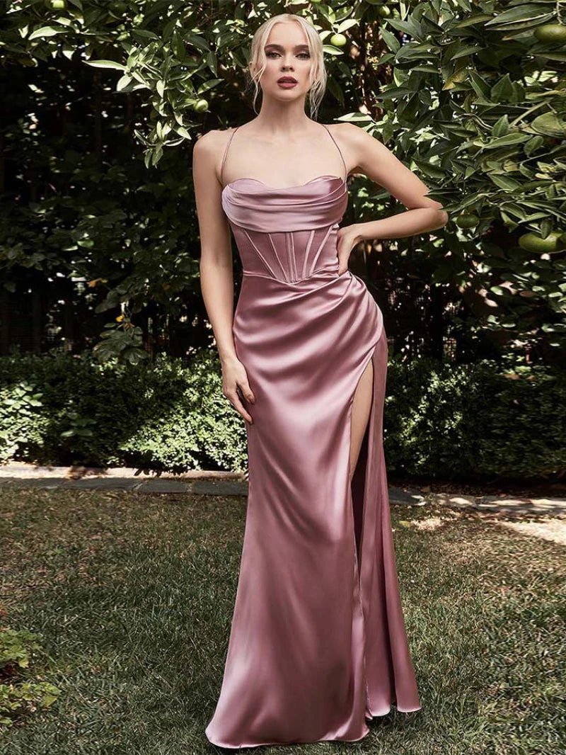 Sexy Green Halter Split Long Dress - Party & Evening Gown
