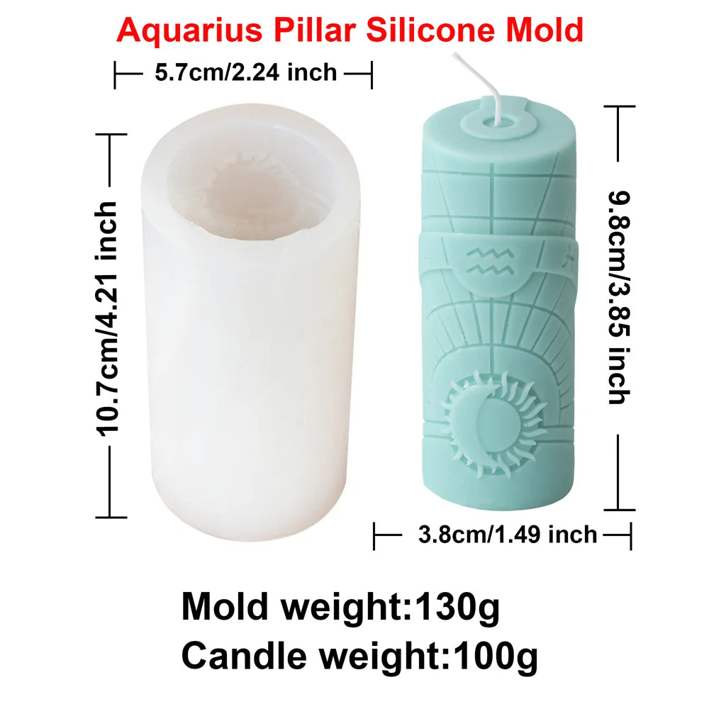 Zodiac Pillar Candle Molds - DIY Constellation Silicone Mold