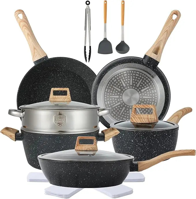 16pc Non-Stick Cookware Set | White Kitchen Set