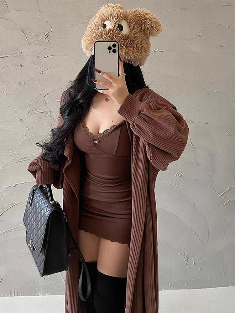 Hot Girl Lace Suspender Dress - Spring Summer Low Collar Hip Skirt