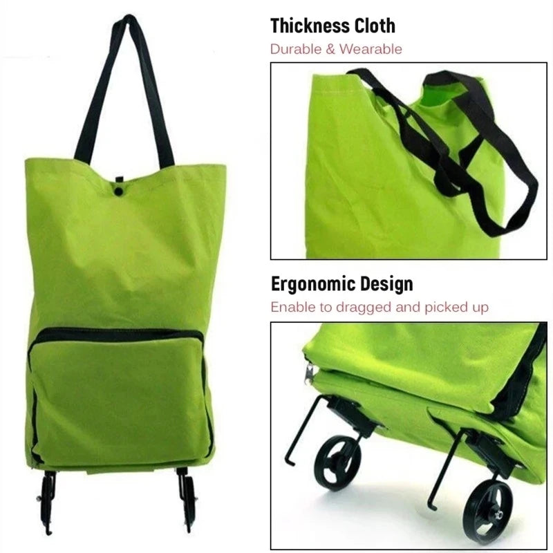 Portable Grocery Tug Bag with Wheels & PVC Tote