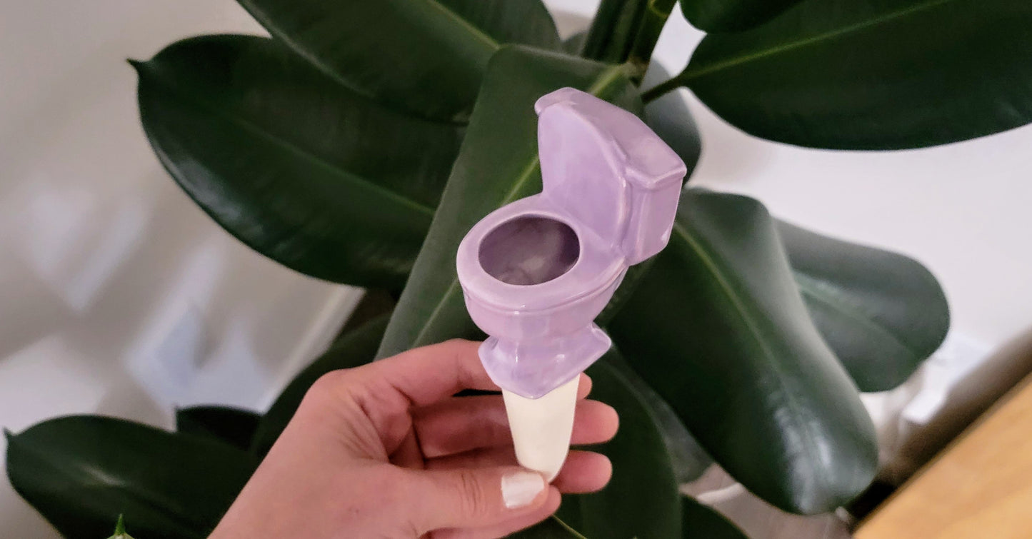 Toilet Watering Spike – Funny Ceramic Self-Watering Plant Stake