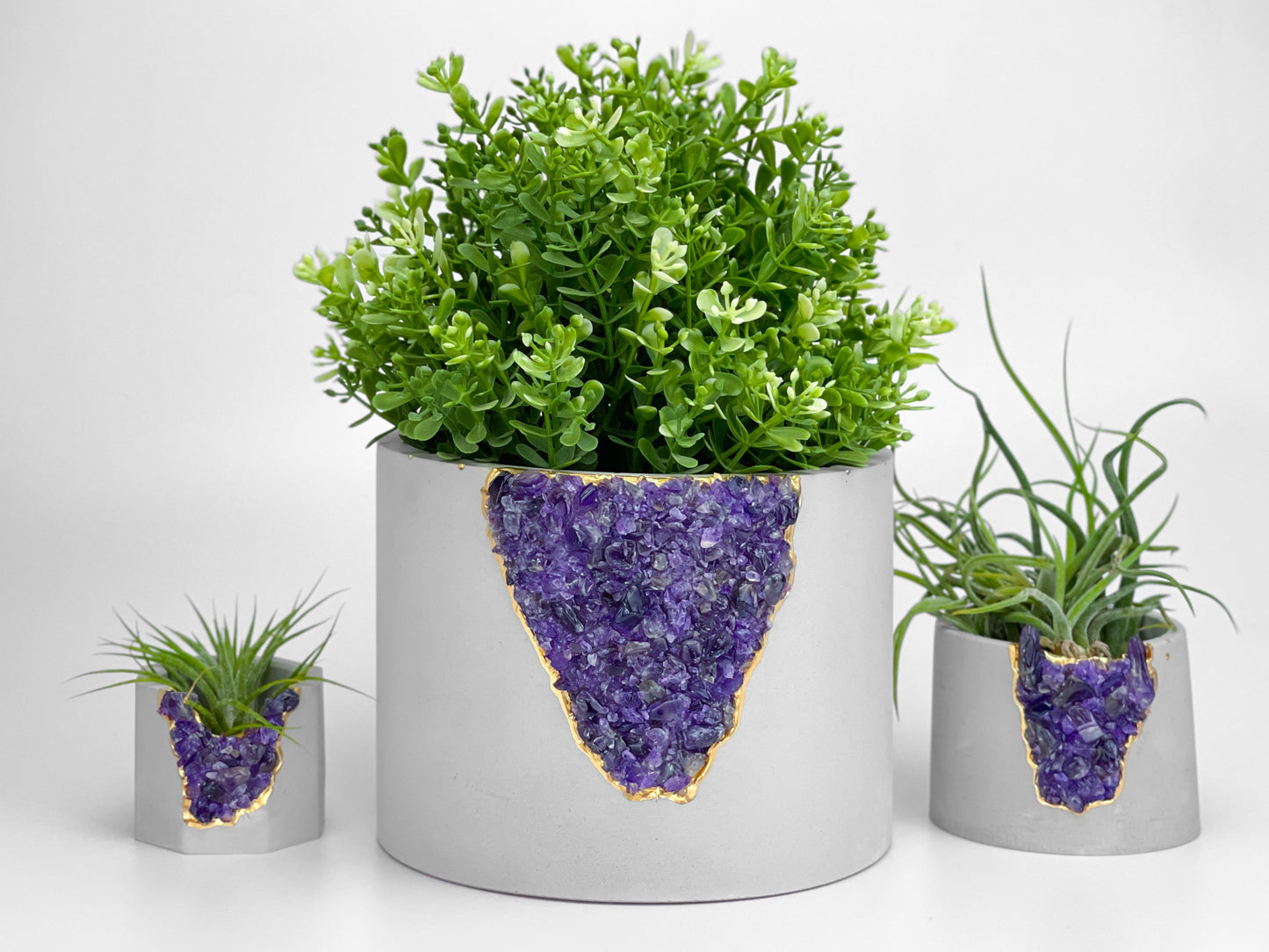 6" Amethyst Geode Concrete Planter