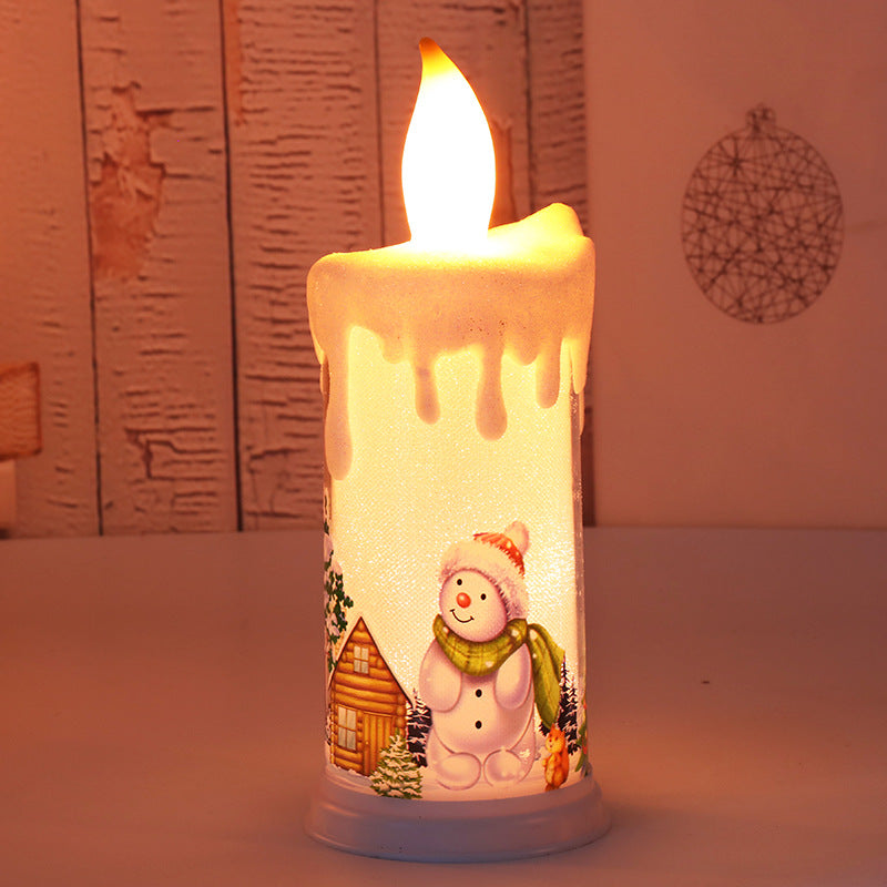 LED Flame Candle Night Light: Santa & Snowman Decor