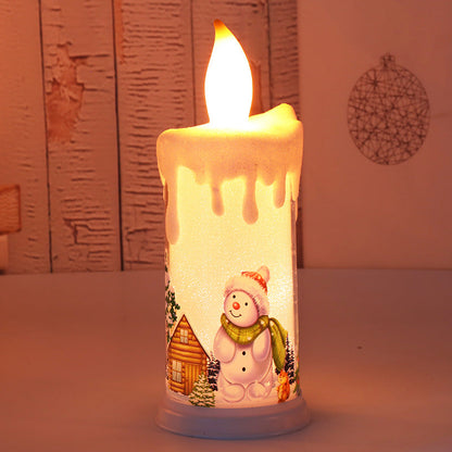 LED Flame Candle Night Light: Santa & Snowman Decor