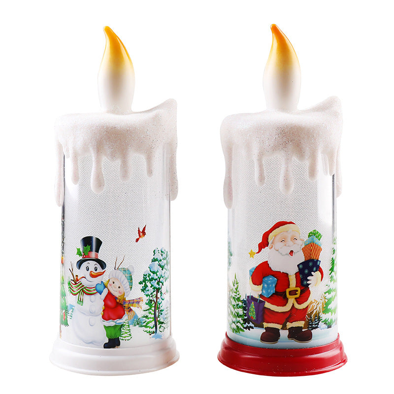 LED Flame Candle Night Light: Santa & Snowman Decor