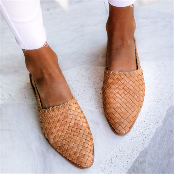 Pointed Toe Cap Buckle Flat Sandals Women Shoes