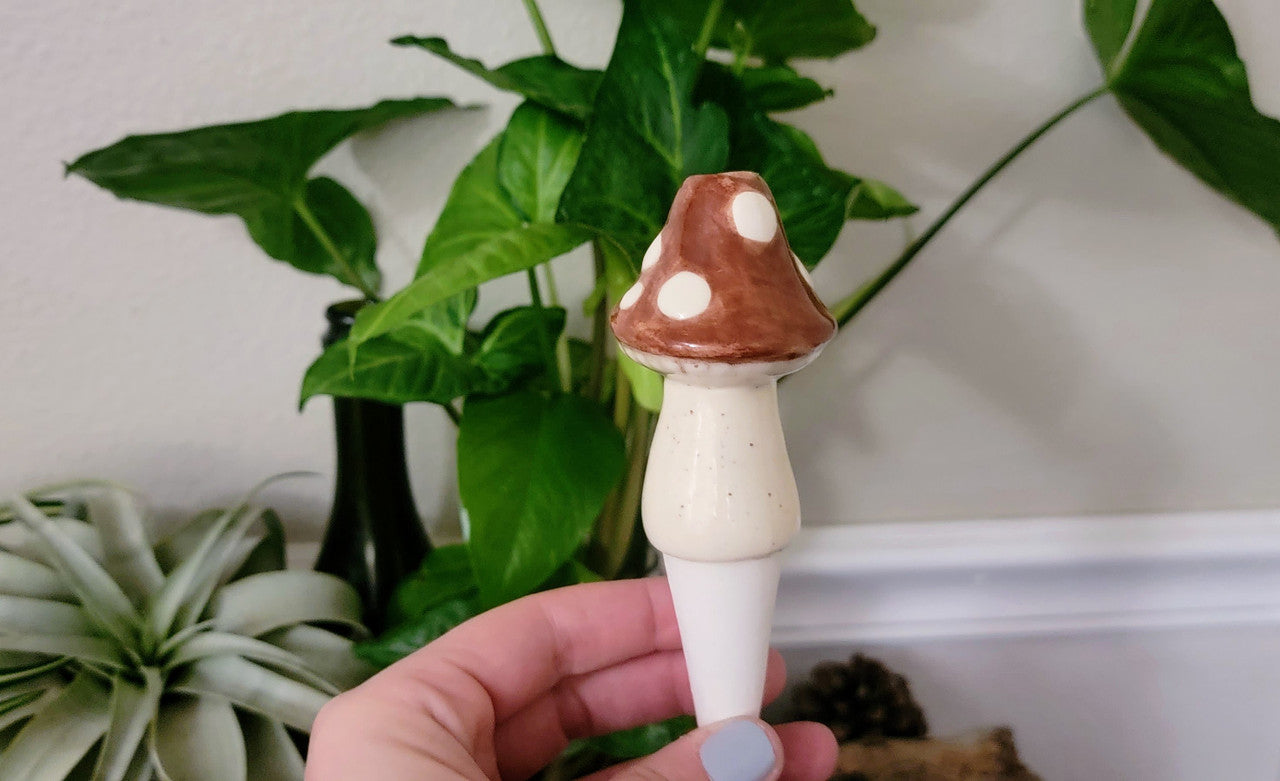 Mini Toadstool Ceramic Plant Watering Spike