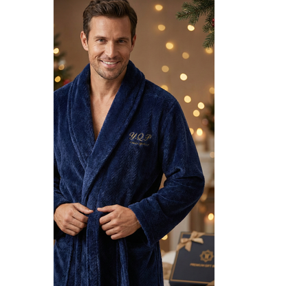 Men's Hotel Collection Bathrobe: Eco-Friendly Flannel Fleece Luxury Loungewear