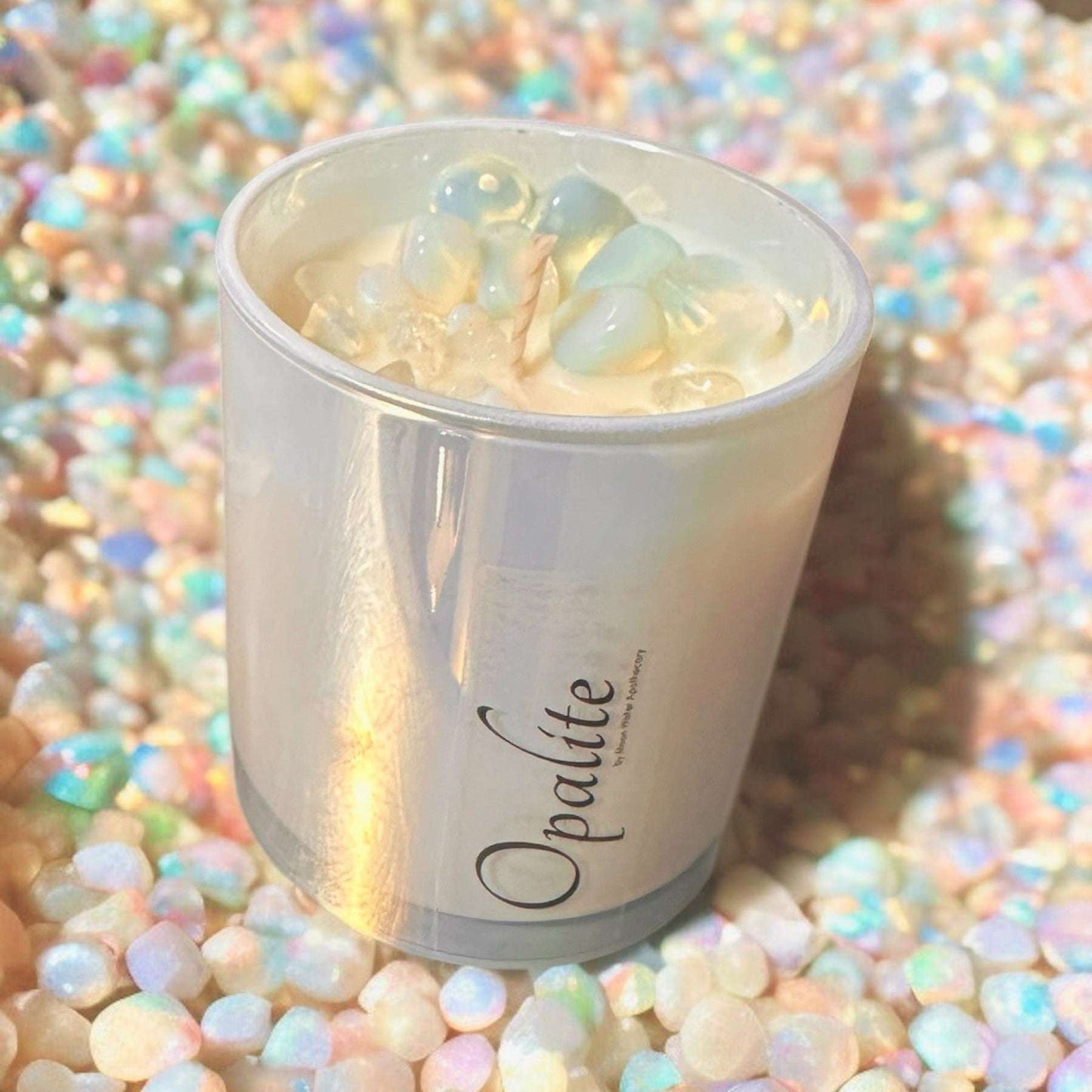 Moon Water Opalite Crystal Candle
