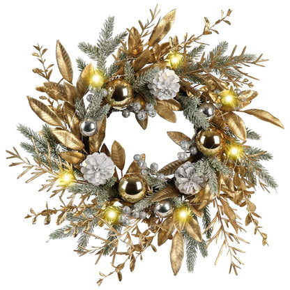 20-Inch Lighted Christmas Wreath for Front Door Decor