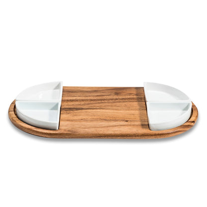 Charcuterie Board with 4 Ceramic Bowls