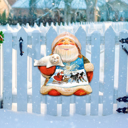 Northern Light Santa Door Decor | Unique Christmas Wreath