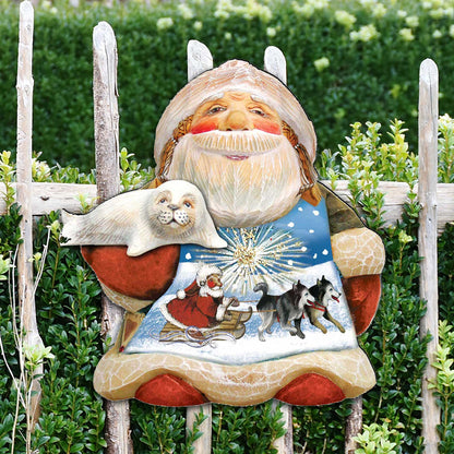 Northern Light Santa Door Decor | Unique Christmas Wreath