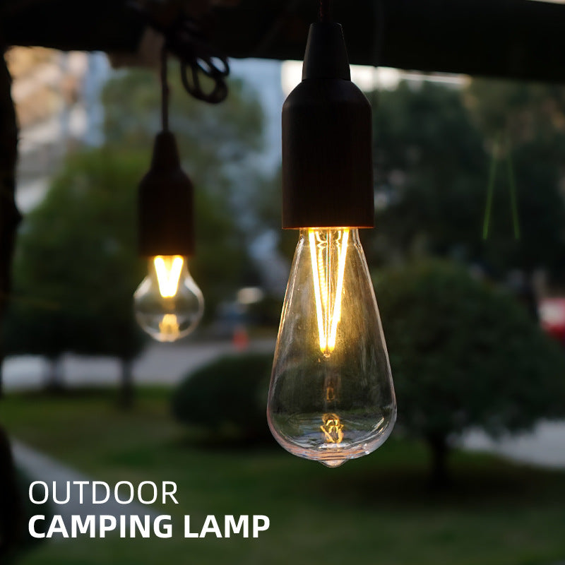Retro LED Cable Lights: Portable Camping Tent Chandelier