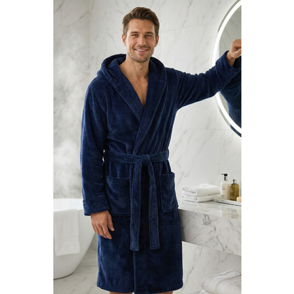 Men's Hotel Collection Bathrobe: Eco-Friendly Flannel Fleece Luxury Loungewear