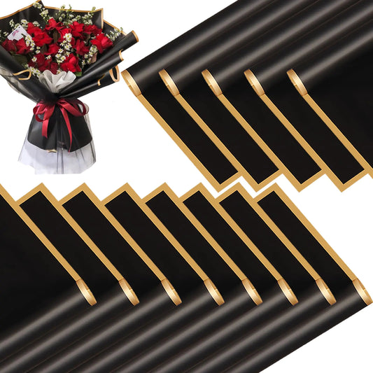20 PCS Black Gold Flower Wrap Paper