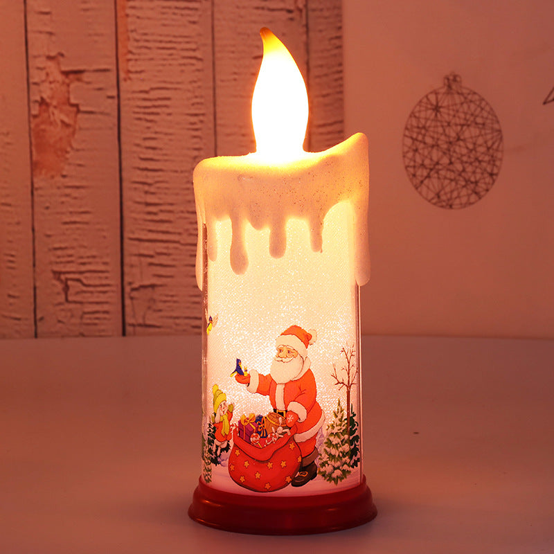 LED Flame Candle Night Light: Santa & Snowman Decor