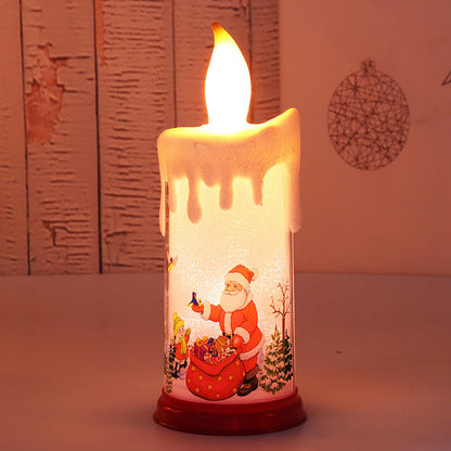 LED Flame Candle Night Light: Santa & Snowman Decor