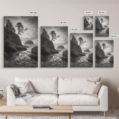 Seastack View, Dramatic Cliff, Ocean Rock Formations, Living Room Wall Art