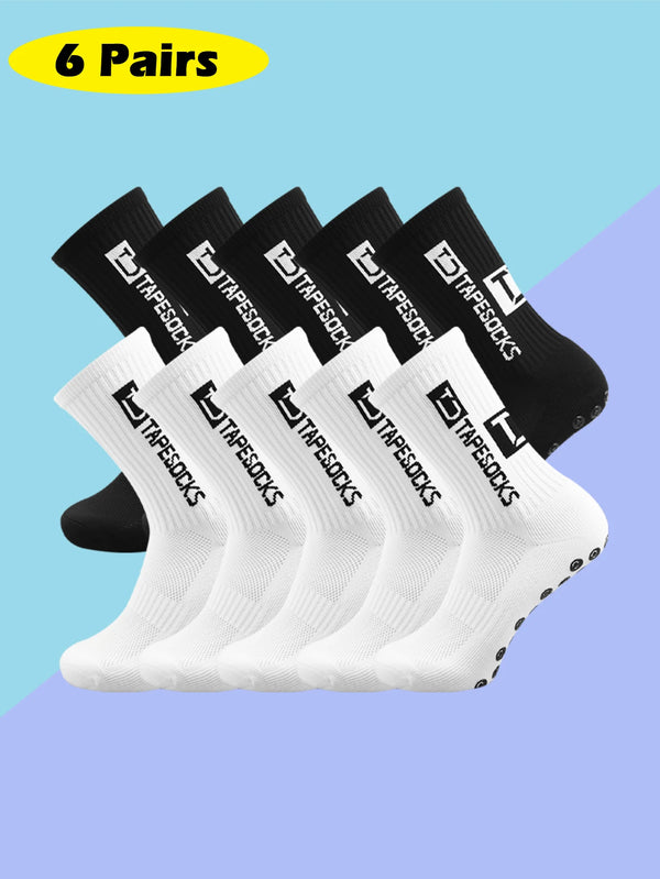 6 Pairs Of Football Socks Sports Socks Men S Mid Calf Silicone Non