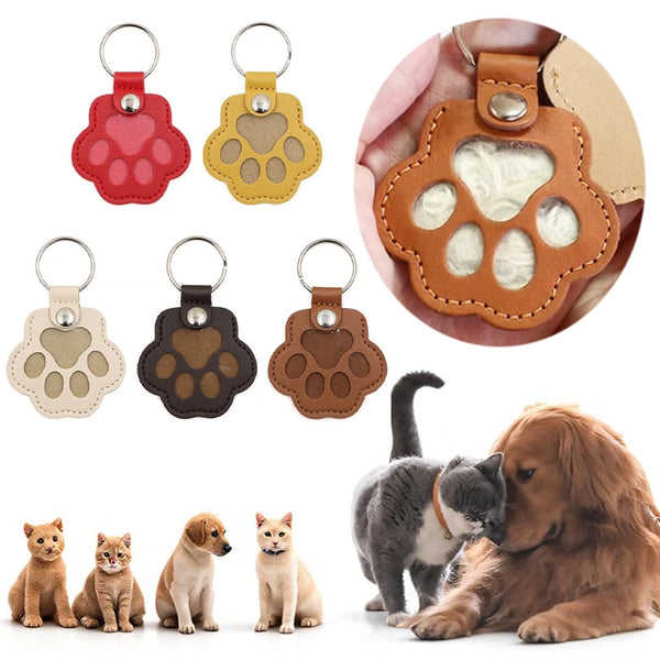 Pet Hair Memorial Keychain Pu Leather Keepsake Locket For Cat Dog