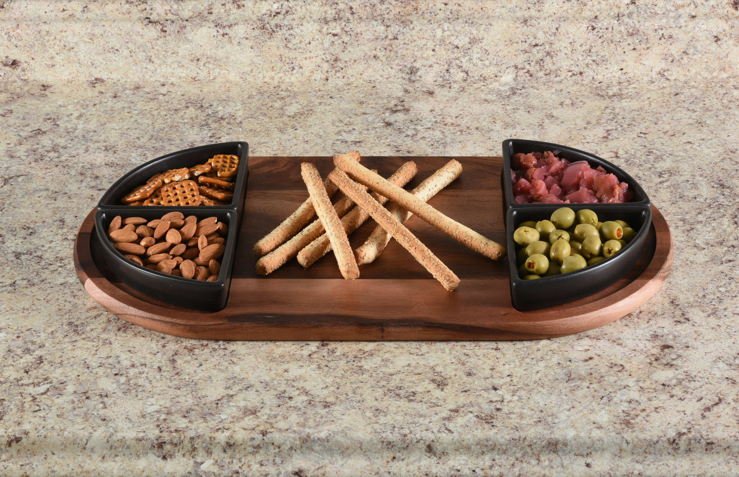 Charcuterie Board with 4 Ceramic Bowls