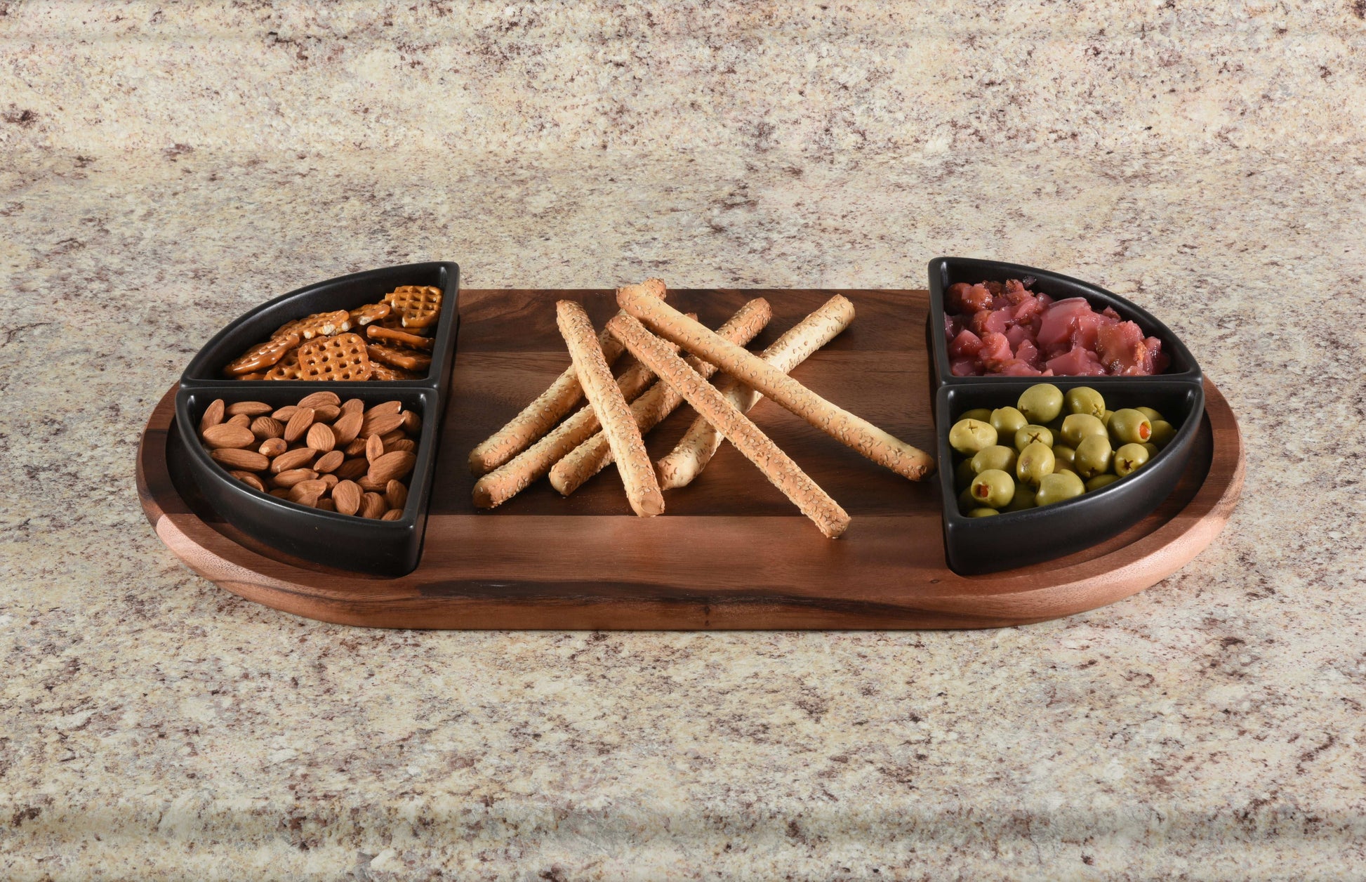 Charcuterie Board with 4 Ceramic Bowls