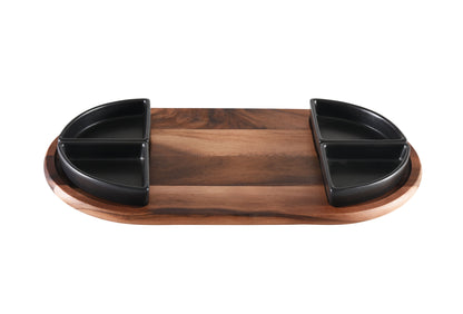 Charcuterie Board with 4 Ceramic Bowls