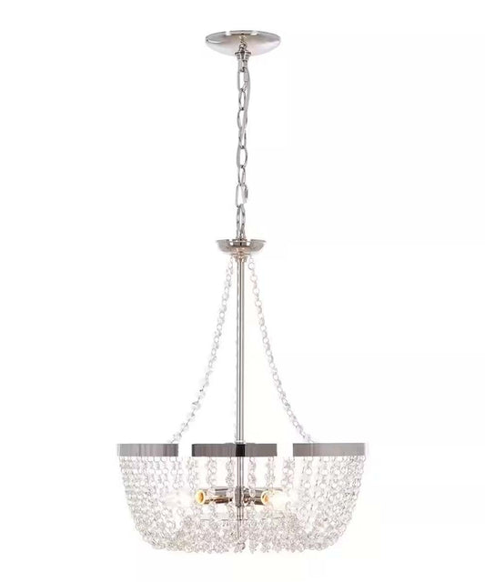 Alsy Bling 16" 4-Light Polished Nickel Chandelier with Crystal Glass Beads