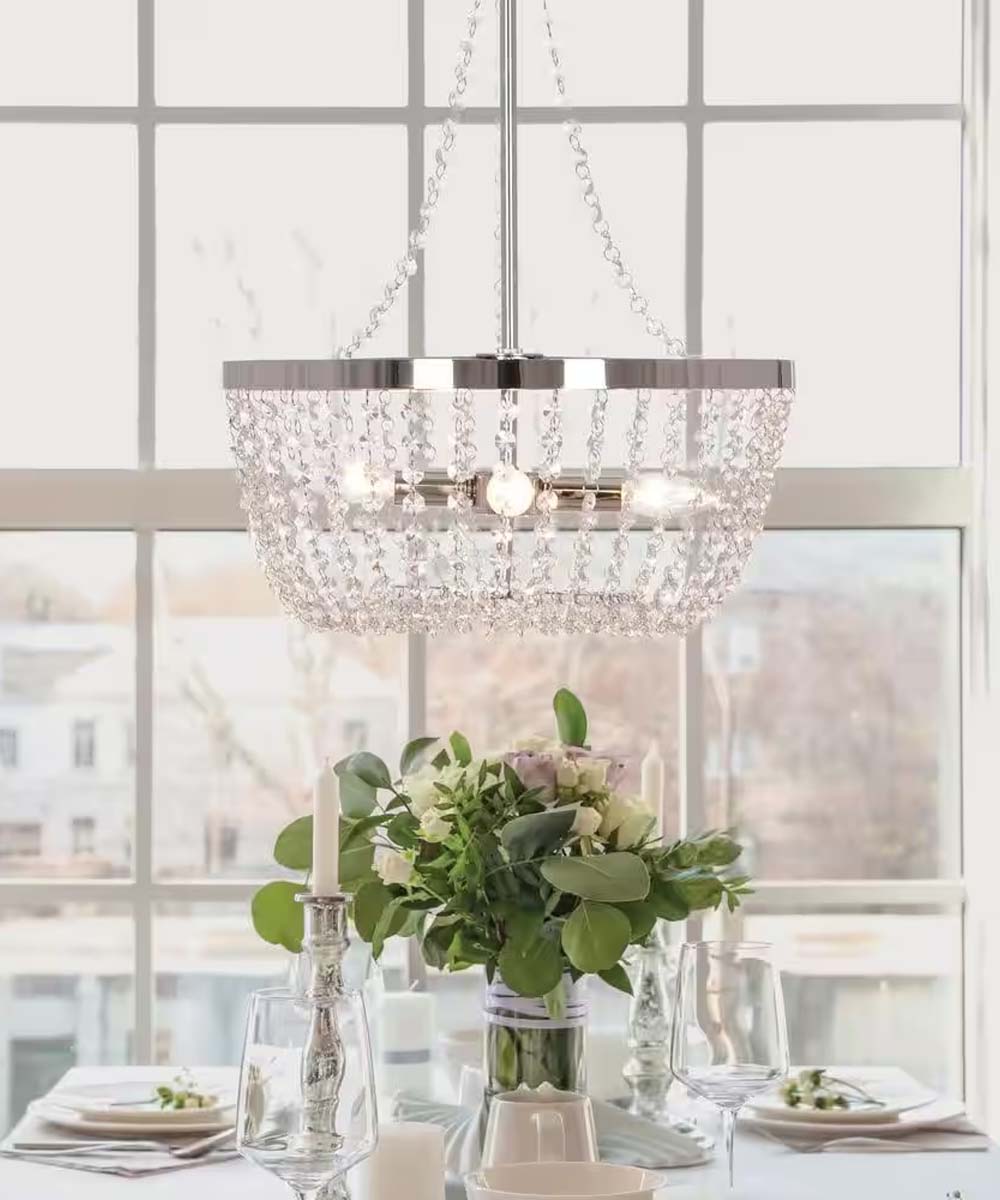 Alsy Bling 16" 4-Light Polished Nickel Chandelier with Crystal Glass Beads