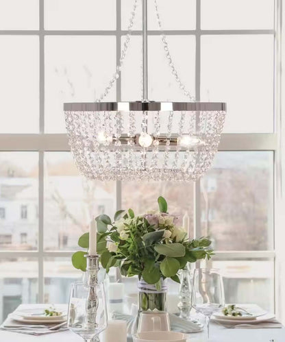 Alsy Bling 16" 4-Light Polished Nickel Chandelier with Crystal Glass Beads