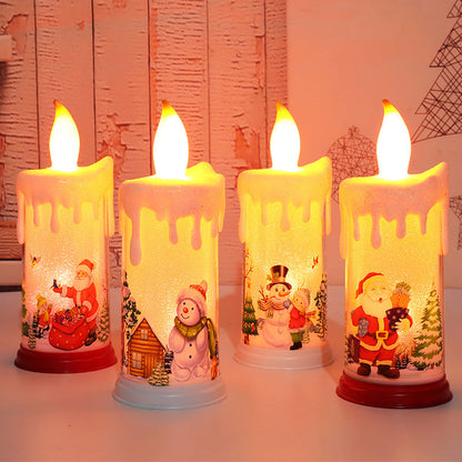 LED Flame Candle Night Light: Santa & Snowman Decor