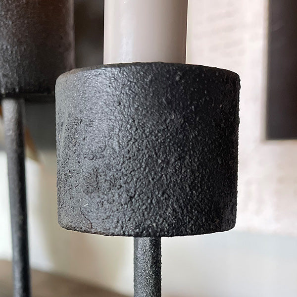Distressed Black Metal Candle Holder – Rustic Farmhouse Taper Candle Holder