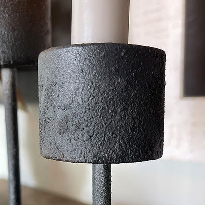 Distressed Black Metal Candle Holder – Rustic Farmhouse Taper Candle Holder