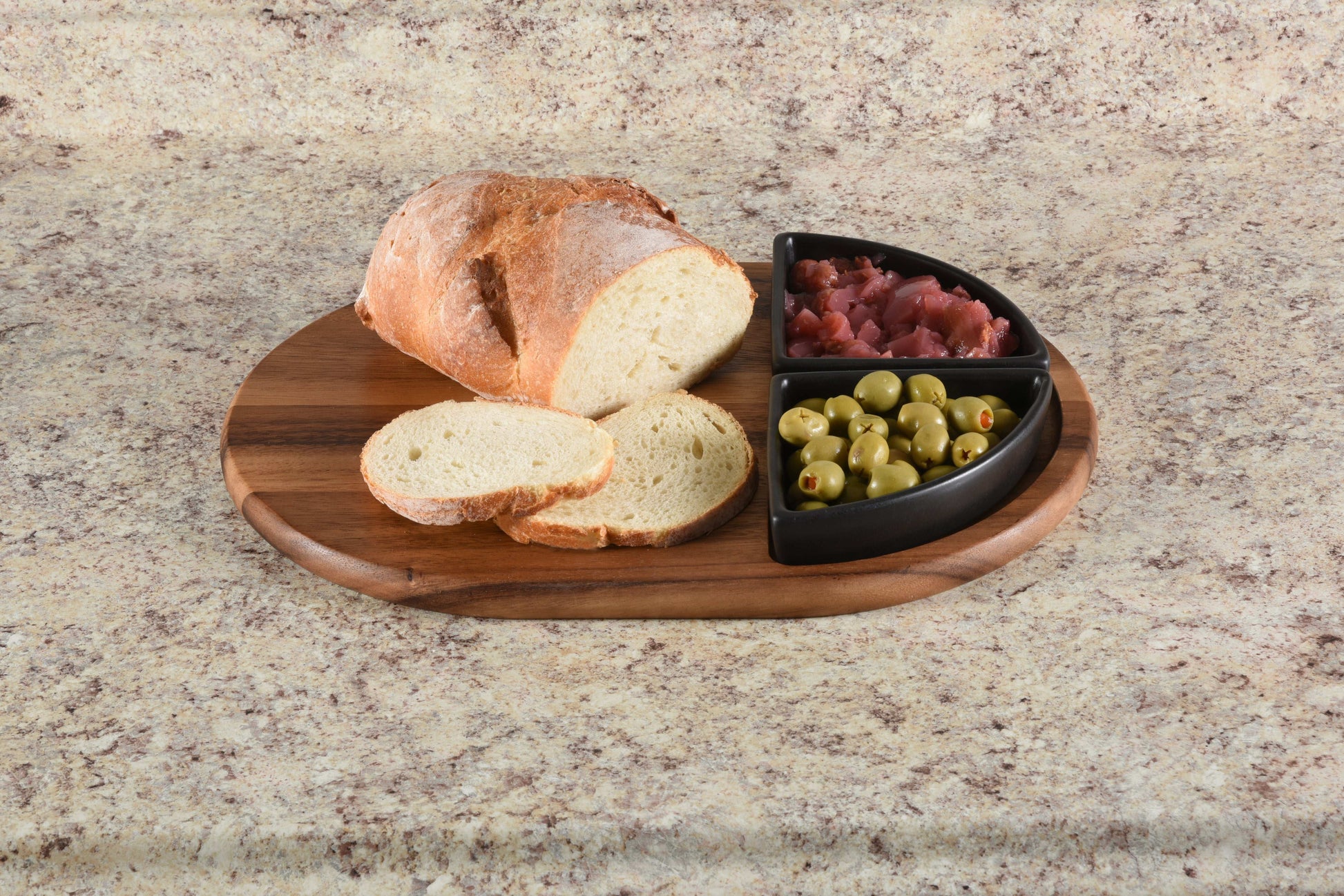 Charcuterie Board with 2 Ceramic Bowls